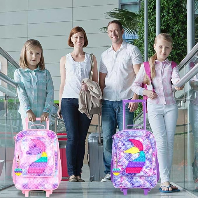 Kids Suitcases for Girls, Cute Mermaid luggage Rolling with Wheels, kids carry on luggage for Children Toddler Elementary - Purple