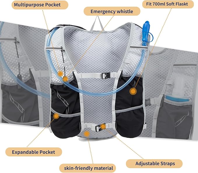 Lightweight Running Vest for Women and Men Hydration Backpack Pack with 1.5L Water Bladder Bag for Hiking Trail Running Gear Cycling Marathon