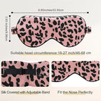 ZIMASILK Adjustable 100% 22 Momme Mulberry Silk Sleep Mask for Sleeping, Filled with Premium Mulberry Silk, Softest & Breathable Eye Sleeping Mask (Leopard - Black Pink)