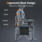 Camping Chairs for Adults Heavy Duty, Oversized Fully Padded Folding Chairs for Outside with Cup Holder, Cooler Bag and Side Pocket, Support 400 Lbs, Versatile for Sports,Outdoors & Lawns