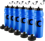 Cannon Sports 1 Liter Sports Water Bottle, BPA-Free, 34 Oz Capacity, Large Mouth, 2 lids (Straw and Squeeze), Great For Helmet Sports Such As Hockey, Lacrosse, Football, Boxing (6 Pack) (Royal Blue)