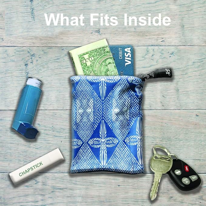 Travel Wrist Wallet Pouch With Zipper Pocket For Cash, Cards, Money. Made For Travel, Running, Walking & Hiking - Maui Black/Black