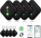 Dual-System Compatible Bluetooth Tracker for iOS or Android Key Finder, Item Locator, Smart Luggage Tracker, Pet Tracker Works with Apple Find My or Google Find Hub IP67 Waterproof Rating (4-Pack)