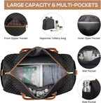Travel Weekender Duffle Bags for Women - Large Carry On Bag with Shoe Compartment Overnight Bag with Toiletry Bag Duffel Bags with Wet Pocket for Gym Hospital Bags for Labor and Delivery Black Brown