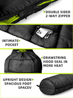 Bessport Mummy Sleeping Bag | 15-45 ℉ Extreme 3-4 Season Sleeping Bag for Adults Cold Weather– Warm and Washable, for Hiking Traveling & Outdoor Activities