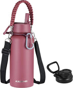 KXIAOCHEN Insulated Water Bottle, Stainless Steel Water Bottle, 2 Lids (Straw and Handle Lid),Wide Mouth Metal Water Bottles Keep Hot and Cold, Double Walled, Thermo Mug, Metal Canteen