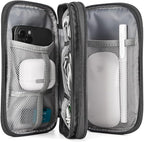 CAAORDKSO Electronics Organizer Case, Cable Organizer Bag Waterproof Electronic Accessories Carry Case with Handle for Cable, Cord, USB, Charger, Phone, Power Bank, Earphone (Dark Gray, Medium)