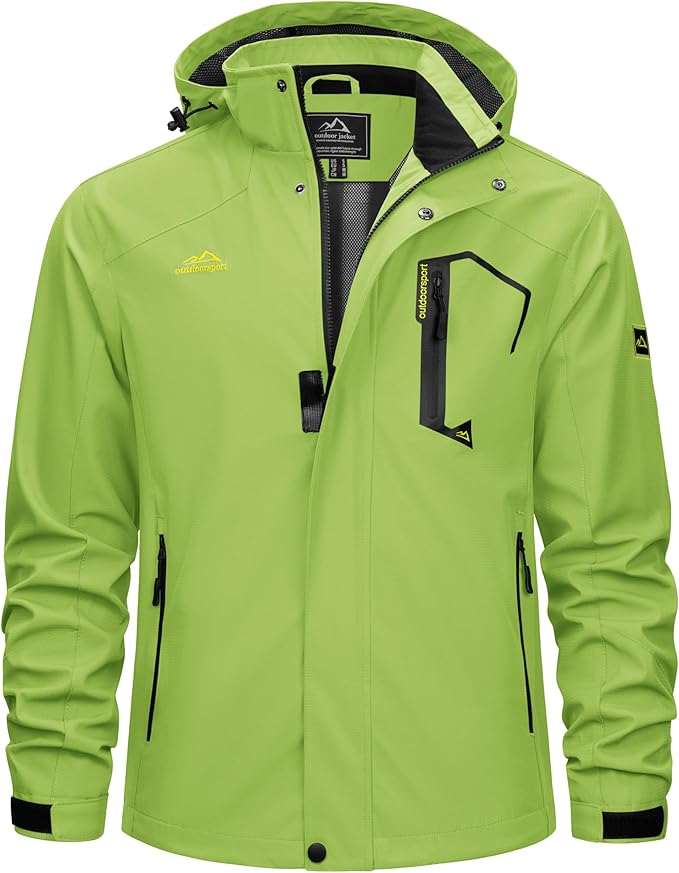 TACVASEN Men's Rain Jacket Lightweight Windbreaker with Hooded Water Resistant Outdoor Raincoat for Hiking Travel Camping
