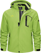 TACVASEN Men's Rain Jacket Lightweight Windbreaker with Hooded Water Resistant Outdoor Raincoat for Hiking Travel Camping