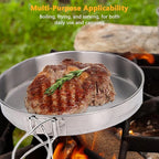 8PCS Stainless Steel Camping Cooking Set Cookware Mess Kit Cook Pots and Pan Set with Plates Cups, Lightweight Camping Cookware for Hiking Backpacking Outdoor Cooking and Picnic