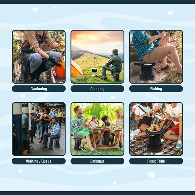 2-Pack 2025 Upgraded Collapsible Stool, Max 620lb Portable Folding Stool, Height Adjustable Retractable Telescopic Seat, Travel Chair, Foldable Camping Seat or Footrest Gift for Outdoors