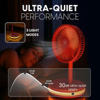 VENTY Portable Fan - Wireless Battery Operated Fan - 4 Speeds - LED Lighting - Carry Case & Remote Control - Cruise Travel - Outdoor Travel RV Power Bank With USB-C Port (Red with Case)