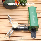 Portable Butane Gas Camping Stove - 7500 BTU Compact Folding Design with Carry Bag for Backpacking, RV Trips, Picnic & Outdoor Indoor Cooking, Green