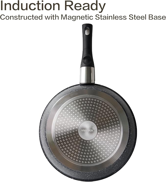 20 Pcs Pots and Pans Set Non Stick, Stackable Cookware Sets with Detachable Handle, Granite Induction RV Kitchen Portable Cooking Set Removable Handles, Dishwasher ＆ Oven Safe, Black