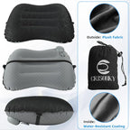 Camping Pillow with Built-in Pump - Inflatable Pillows - Travel Pillows for Backpacking & Airplane, Lumbar Support Blow Up & Press to Inflate Pillow, Compressible, Comfortable Pillow(Black w/Pump)