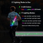 LED Reflective Running Gear Sash 4 Lights Colors in One Adjustable Safety Running Vest Belt for Night Walking High Visibility Running Gear for Men Rechargeable LED Running Belt Reflective Gear