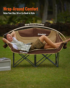 KingCamp Double Camping Chair, Oversized Heavy Duty Loveseat for Adults Portable Folding XL 2 Person Couch Padded Comfortable Two Seat with Cup Holder for Outdoor Lawn Backyard