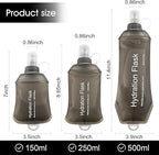 WILDREEDS 500ml Soft Flask, TPU Collapsible Soft Water Bottle for Hydration Pack, Running Vest, Folding Water Bottle for Hiking Cycling Climbing-1Pcs, Grey