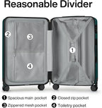 Hanke 24 Inch Luggage Suitcases With Spinner Wheels Lightweight PC Hard Shell Rolling Suitcase With Travel Lock,Checked-Medium 24-Inch(Blackish Green)