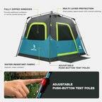 CAMEL CROWN Instant Tents for Camping 4-6 Person Tent Waterproof Easy Setup Sets Up in 60 Seconds Backpacking Tents with Carry Bag for Outdoor Hiking