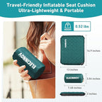 Inflatable Seat Cushion, Self Inflating Memory Foam Stadium Seat Cushion Lightweight Camping Chair Pad Airplane Cushion for Long Flights Outdoor Travel Bleacher Office Car Backpacking (Blue)