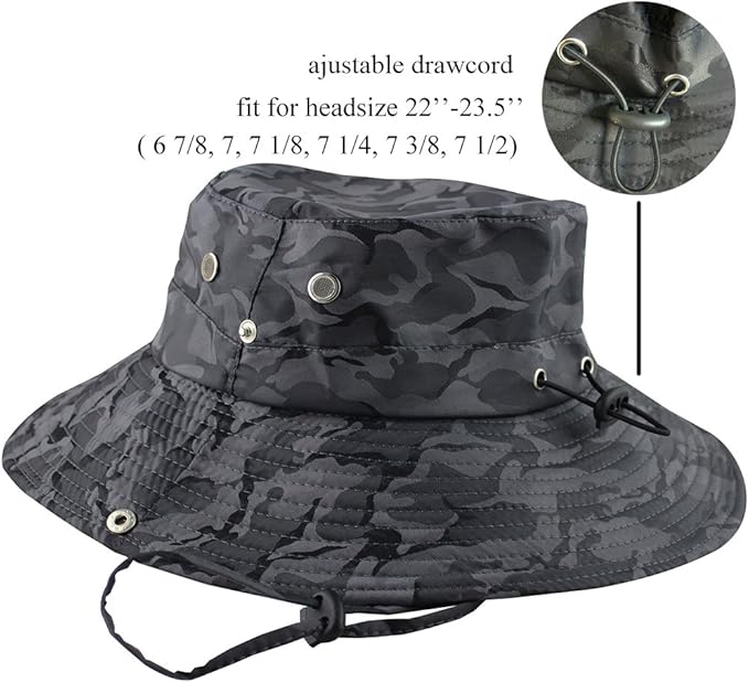 CAMOLAND Mens Fishing Hat Wide Large Brim Sun Hat with Outdoor UV Protection