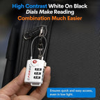 Forge TSA Approved Cable Luggage Locks, Re-settable Combination with Alloy Body(White 2 Locks)
