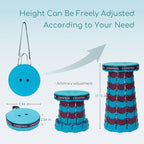 Upgraded 2 Pack Portable Collapsible Stool,Folding Camp Stool for Adults,Retractable Lightweight 400lbs Sturdy Height Adjustable for Fishing Hiking Camping Gardening Travel BBQ (Blue Purple)