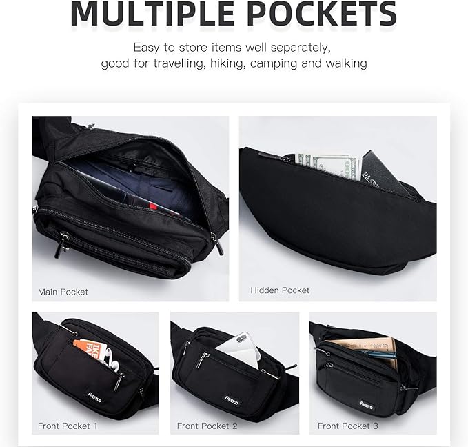 FREETOO Waist Pack Bag Fanny Pack for Men&Women Hip Bum Bag with Adjustable Strap for Outdoors Workout Traveling Casual Running Hiking Cycling