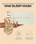 SUNDAYSILKS™ Exclusive Mulberry Silk Sleep Mask | Soft Eye Covers, Blackout Sleeping Mask for Women & Men | Silk Eye Mask for Sleep, Travel, and Relaxation | Antifaz para Dormir [Nude Champagne]