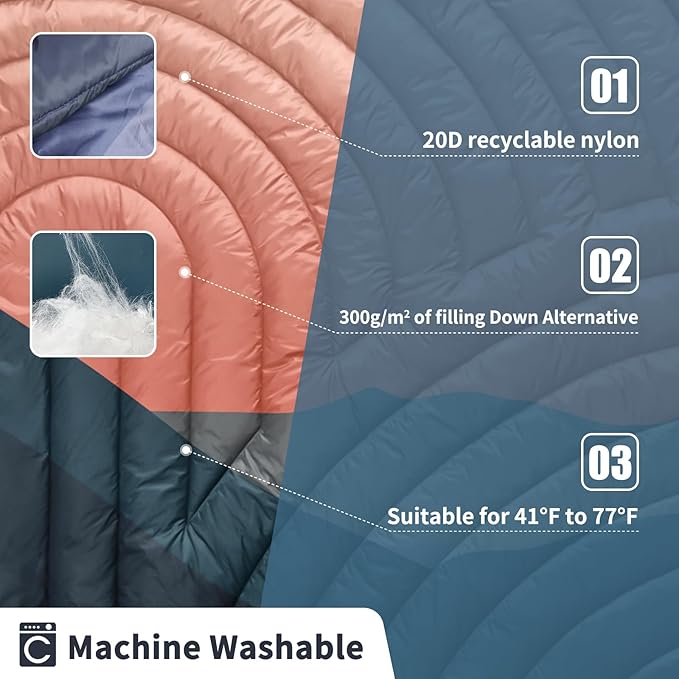 Camping Blanket,Lightweight Puffy Printed Camping Blanket Packable Outdoor Blanket for Camping,Traveling, Stadium, Hiking, Picnics