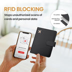 Passport Holder for Travel Essentials, RFID Blocking Leather Cover Wallet with Magnetic Closure, Aesthetic & Cute Passport Book Case for Women and Men - Black
