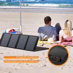 40 Watt Portable Solar Panel for 100W~200W Portable Power Station, Foldable Solar Charger with 12-15V DC Output (11 Connectors) and Adjustable Kickstand,USB QC3.0 Port for Camping Hiking Van RV Trip