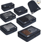 ECOHUB 7 Set Packing Cubes Tear-Resistant Luggage Packing Organizers with Number Icon for Travel Accessories Luggage Suitcase Machine Washable Packing Cubes (Dark blue)