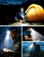 Rechargeable Headlamp, Ultra Bright LED Head Lamp 4+2 Modes, 45° Adjustable Headlight with Red Light, IPX4 Waterproof Lightweight Head Light Flashlight for Camping, Running, Hiking, Fishing