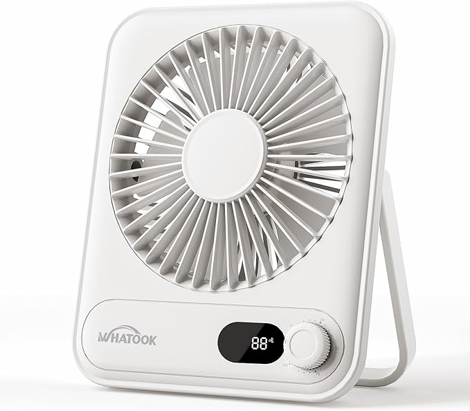 Small Desk Fan Personal Fans: 5000mah 25 Hours Battery Office Quiet Mini Desktop Fan Portable Rechargeable Travel Essentials (White, 5000)
