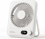 Small Desk Fan Personal Fans: 5000mah 25 Hours Battery Office Quiet Mini Desktop Fan Portable Rechargeable Travel Essentials (White, 5000)