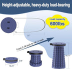 ALEVMOOM 2025 Upgraded 18.1" Collapsible Stool with Cushion & Carry Bag, 600lbs Max Weight Portable Telescoping Stool, More Sturdy Lightweight Retractable Seat Folding Chair for Camping & Outdoors