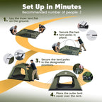Purebox Tent 4 Person Camping Tents - Double Layer with 2 Doors & Rainfly, Portable Waterproof & Windproof Tents, Large Mesh Ventilation, Easy Setup Family Tent for Camping, Hiking and Backpacking