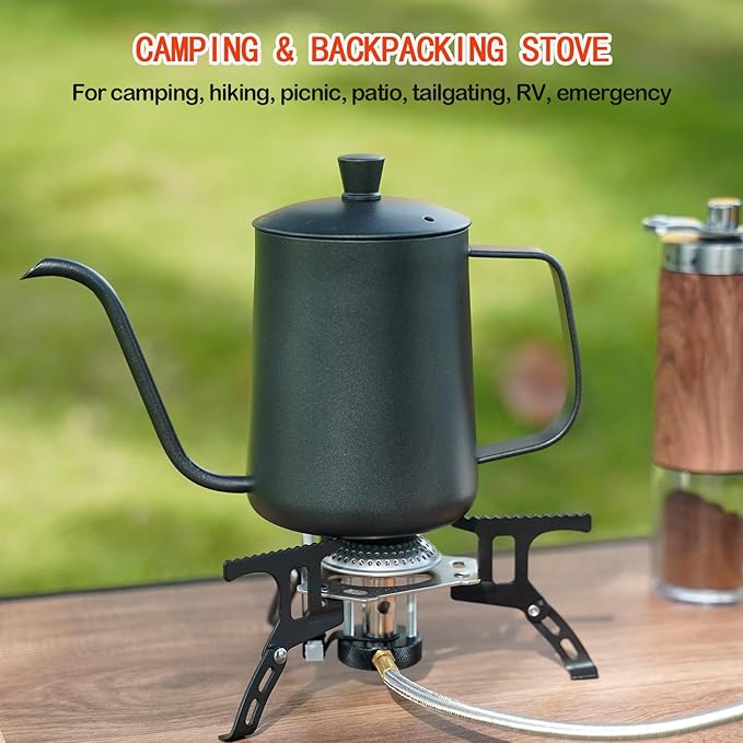 ONLYFIRE Portable Camping Gas Stove, Backpacking Camp Stove with Piezo Ignition, 1LB Propane Adapter, Mini Camp Stove with Carry Bag for Outdoor Cooking, Picnic, Camping and Hiking, GS333