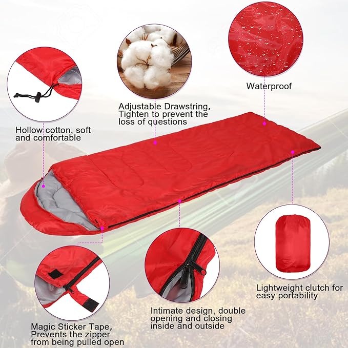 Macarrie 10 Pcs 0 Degree Camping Sleeping Bags Bulk for Adults Cold Weather 4 Season Warm Sleeping Bag with Compression Sack for Homeless Donation Shelter Emergency Hiking