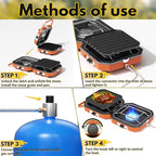 Adjustable 2 Burner Popane Stove with 16000 BTU, Flameout Protection, with Camping Grill and Carrying Bag, Portable Camping Stove for Camping, Backyard BBQ,Tailgating (Orange)