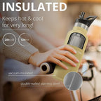 Stainless Steel Water Bottle with Straw, Infuser & 3 Lids: 18/32 OZ Leak-Proof Vacuum Insulated ACTIVE FLASK Drinking Bottles Hot Cold: Double Walled Outdoor Drink Thermo Mug Tea Coffee Sport Gym Bike