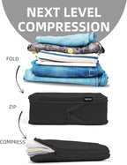 6 Set Compression Packing Cubes, Suitcase Storage Bags for Clothes and Travel Essentials (Pure Black)