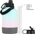 DRINCO Stainless Steel Water Bottle Spout Lid Vacuum Insulated Double Wall Water Bottle Wide Mouth (64oz 40oz 32oz 22oz 18oz 14oz) Leak Proof Keep Cold Sport Camping Hiking (64 oz, 64oz Macaron)