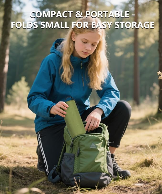 YOUXIU Camping Sleeping Pad, Extra Thickness 3'' Ultralight Inflatable Sleeping Mat with Built-in Foot Pump, Durable Compact Waterproof Camping Air Mattress for Tent,Backpacking,Hiking,Tent (Green)