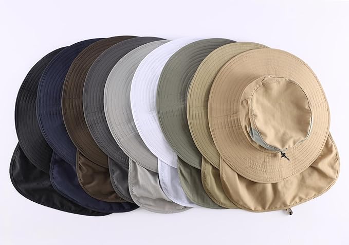 Home Prefer UPF 50+ Sun Hats for Men Women Wide Brim Fishing Hat with Neck Flap Summer Safari UV Protection Bucket Hat