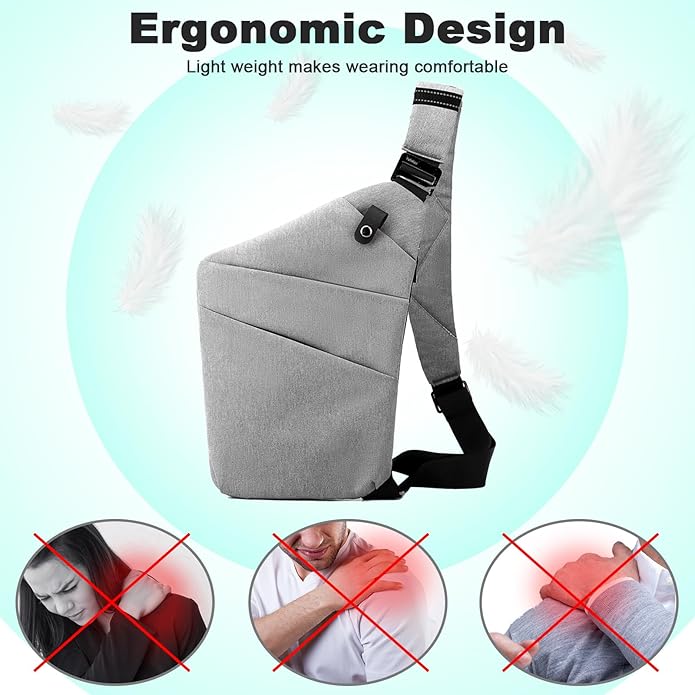 Anti Theft Travel Bag, One Shoulder Large Capacity Cross-body Bag Chest Fashion Lightweight Sling Bags for Travel Sports