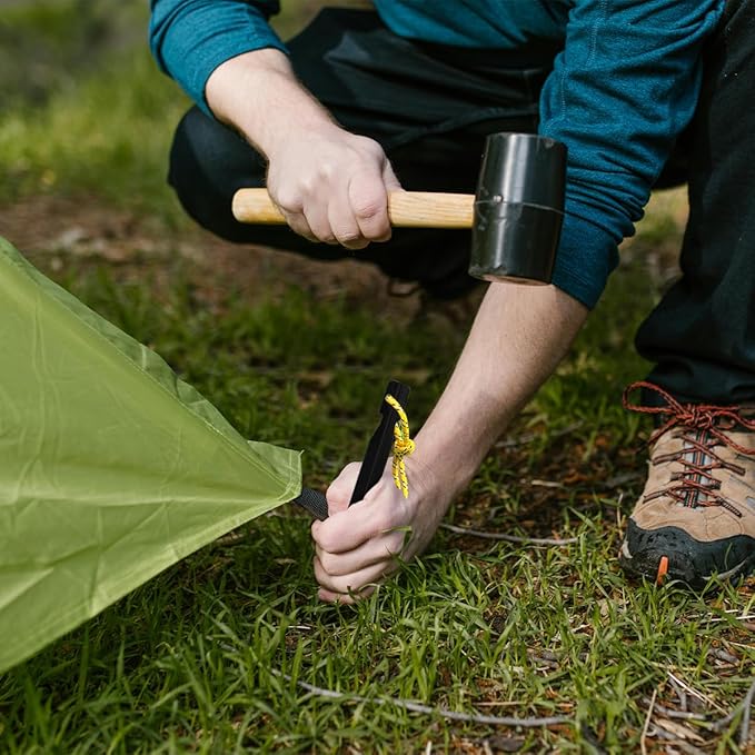 12 Pack Tent Stakes, 7-inch Ultralight Aluminum Ground Pegs with Reflective Pull Ropes, Tri-Beam Stake in a Carrying Bag, for Camping, Backpacking, Hiking, Hammocks and Canopy (Black)