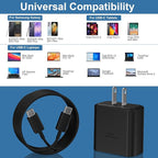 45W USB-C Super Fast Charger Type C Android Phone Charging Block with 10FT Cable for Samsung Galaxy S26 S25 S24 S23 Ultra/S26 S25 S24 S23 S22 S21 S20/Note 10/20, Galaxy Tab S8